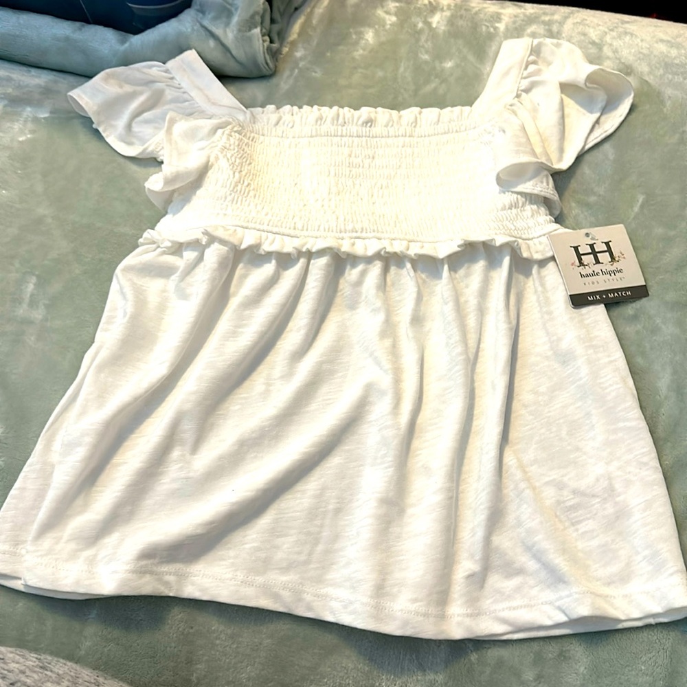 Girls haute hippie Ruffle Short Sleeve shirt